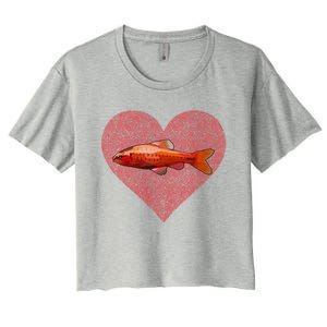 Cherry Barb Valentines Day Fish Love Fingerprint Gift Women's Crop Top Tee