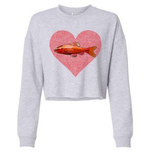 Cherry Barb Valentines Day Fish Love Fingerprint Gift Cropped Pullover Crew