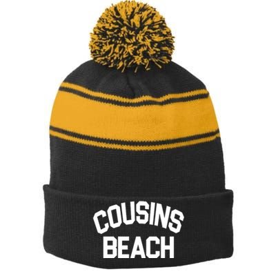 Cousins Beach Vacation Crew Stripe Pom Pom Beanie