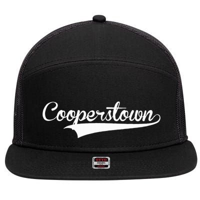 Cooperstown Baseball Vintage Retro Font 7 Panel Mesh Trucker Snapback Hat