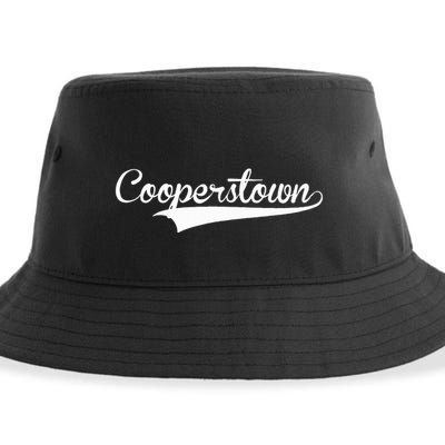 Cooperstown Baseball Vintage Retro Font Sustainable Bucket Hat