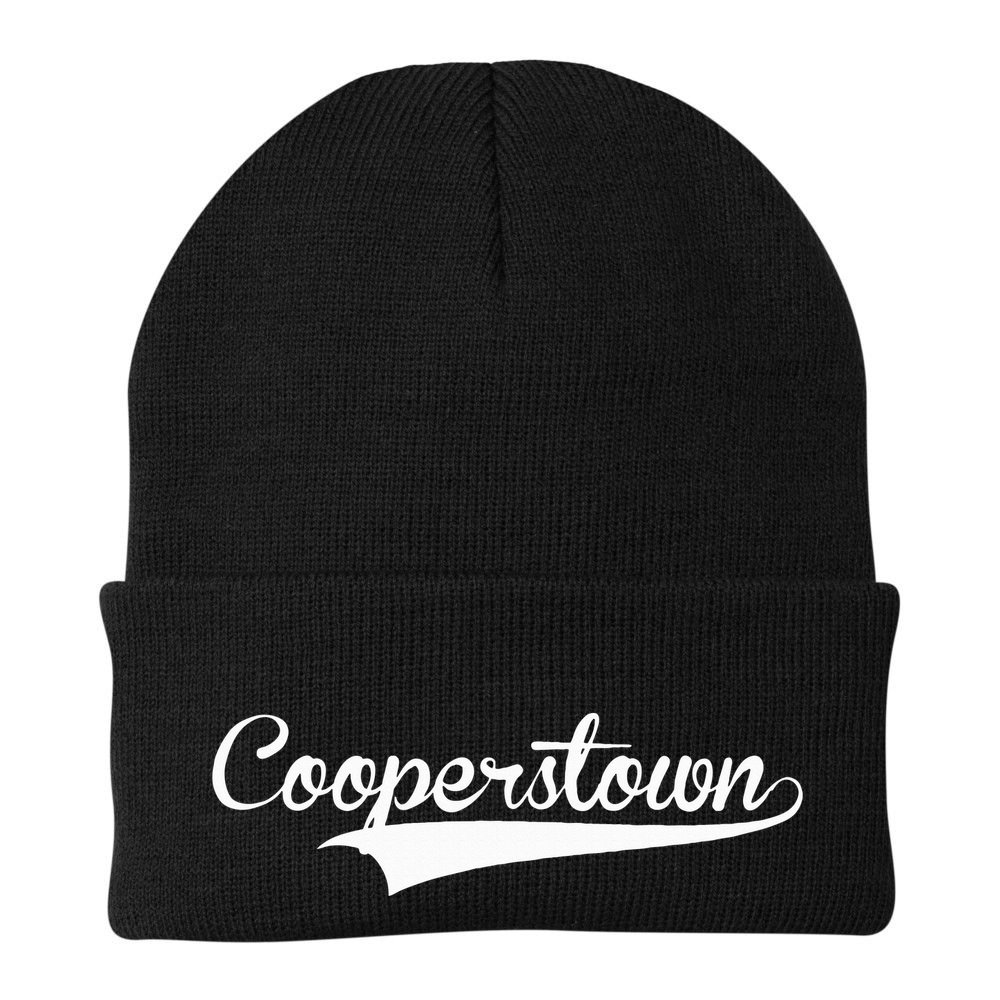 Cooperstown Baseball Vintage Retro Font Beanie