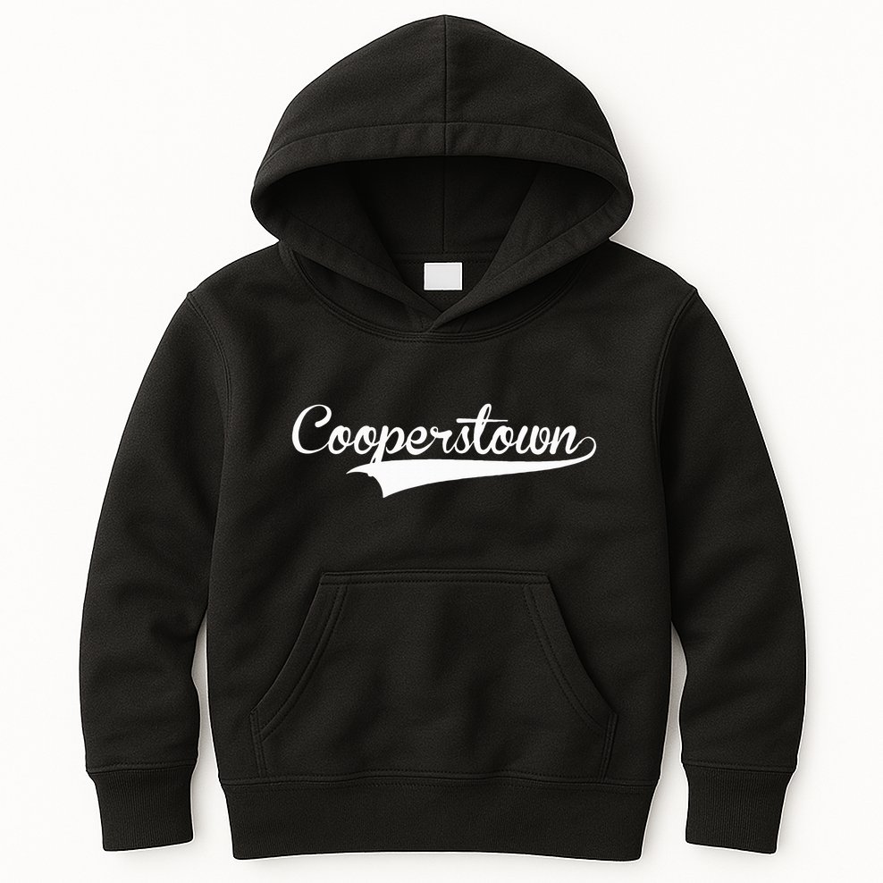 Cooperstown Baseball Vintage Retro Font Kids Hoodie