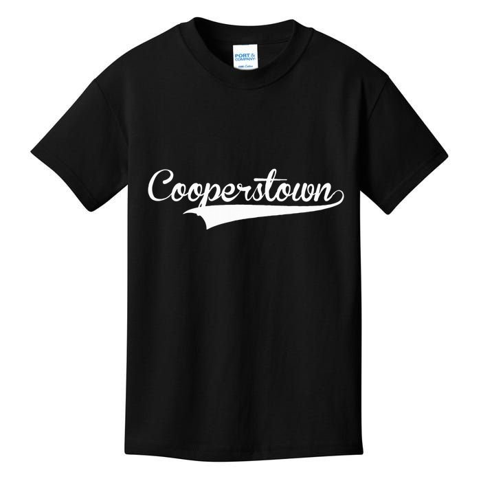 Cooperstown Baseball Vintage Retro Font Kids T-Shirt
