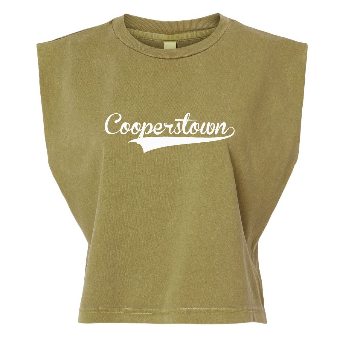 Cooperstown Baseball Vintage Retro Font Garment-Dyed Women's Muscle Tee