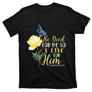 Christian Bible Verse Butterfly Flower 2 Corinthians 515 T-Shirt