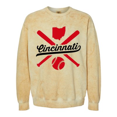 Cincinnati Baseball Vintage Ohio Pride Red Love City Colorblast Crewneck Sweatshirt