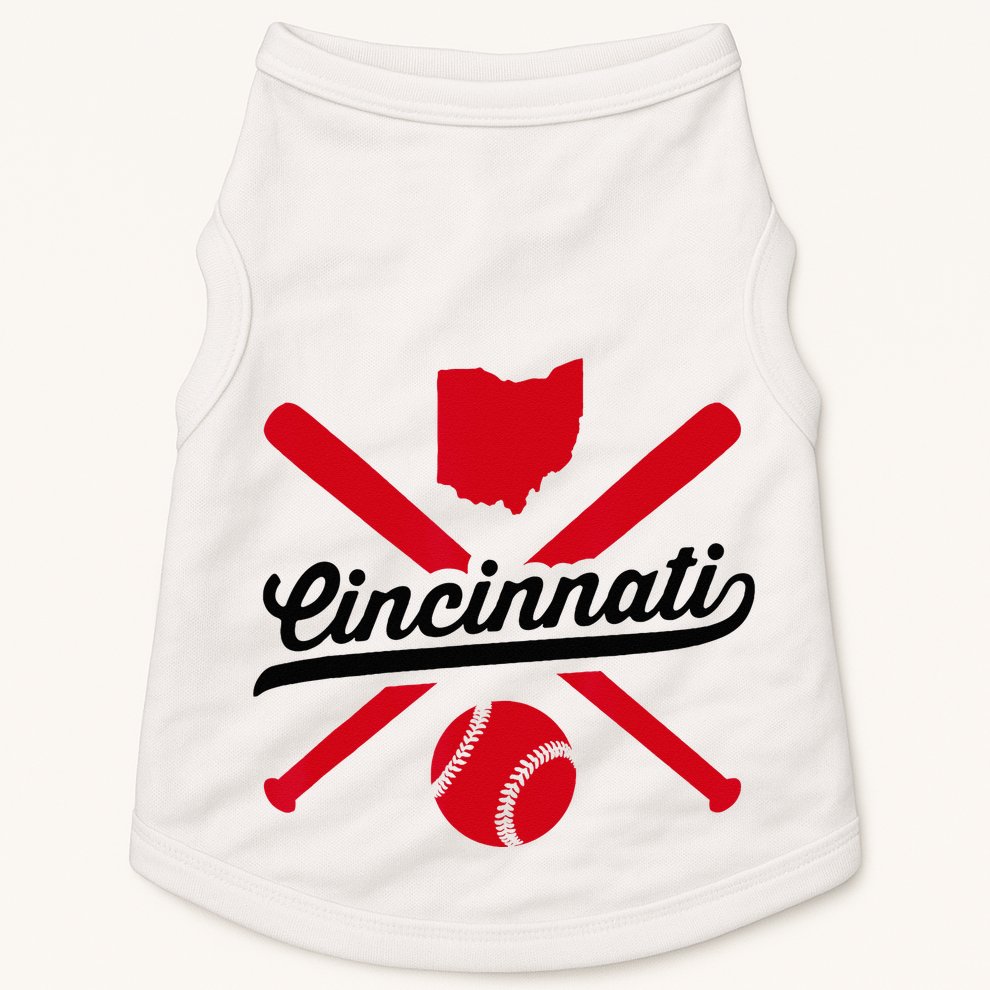 Cincinnati Baseball Vintage Ohio Pride Red Love City Doggie Tank