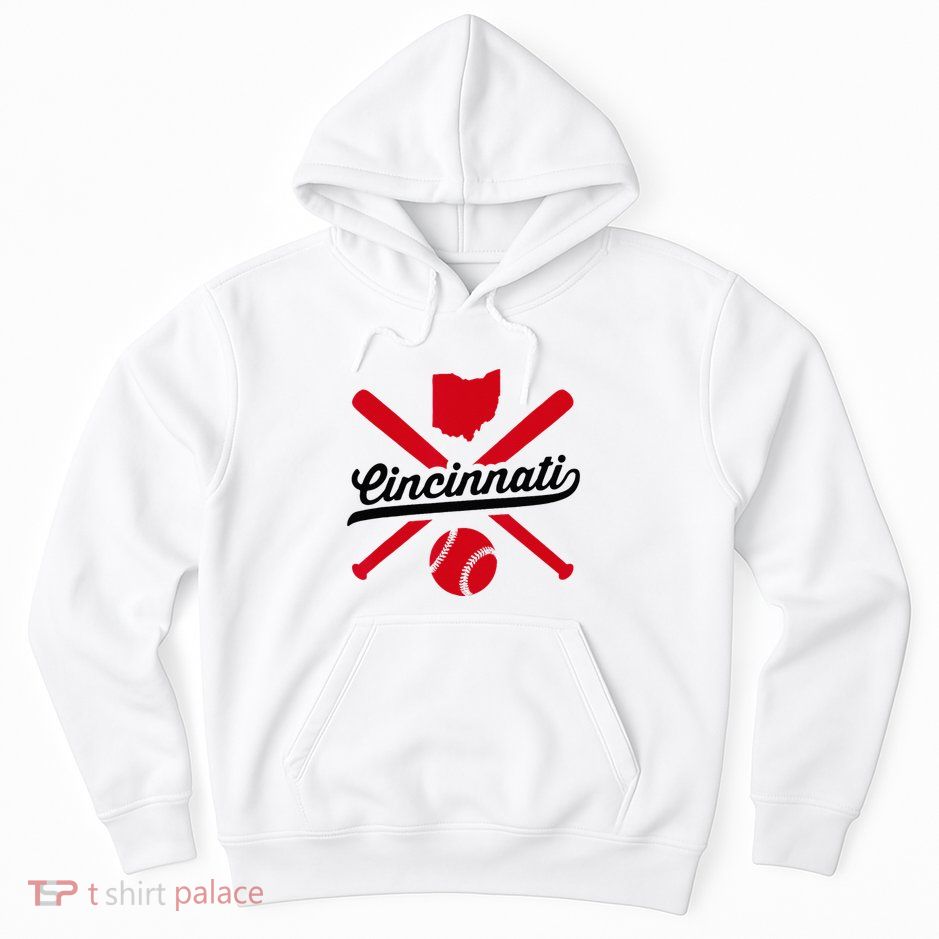 Cincinnati Baseball Vintage Ohio Pride Red Love City Hoodie
