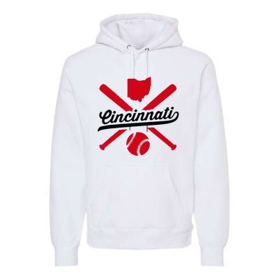 Cincinnati Baseball Vintage Ohio Pride Red Love City Premium Hoodie