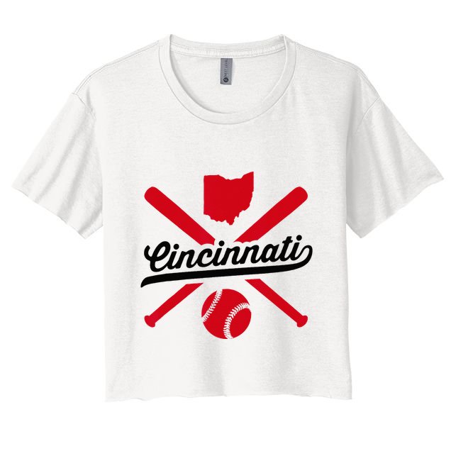 Cincinnati Baseball Vintage Ohio Pride Red Love City Crop Top