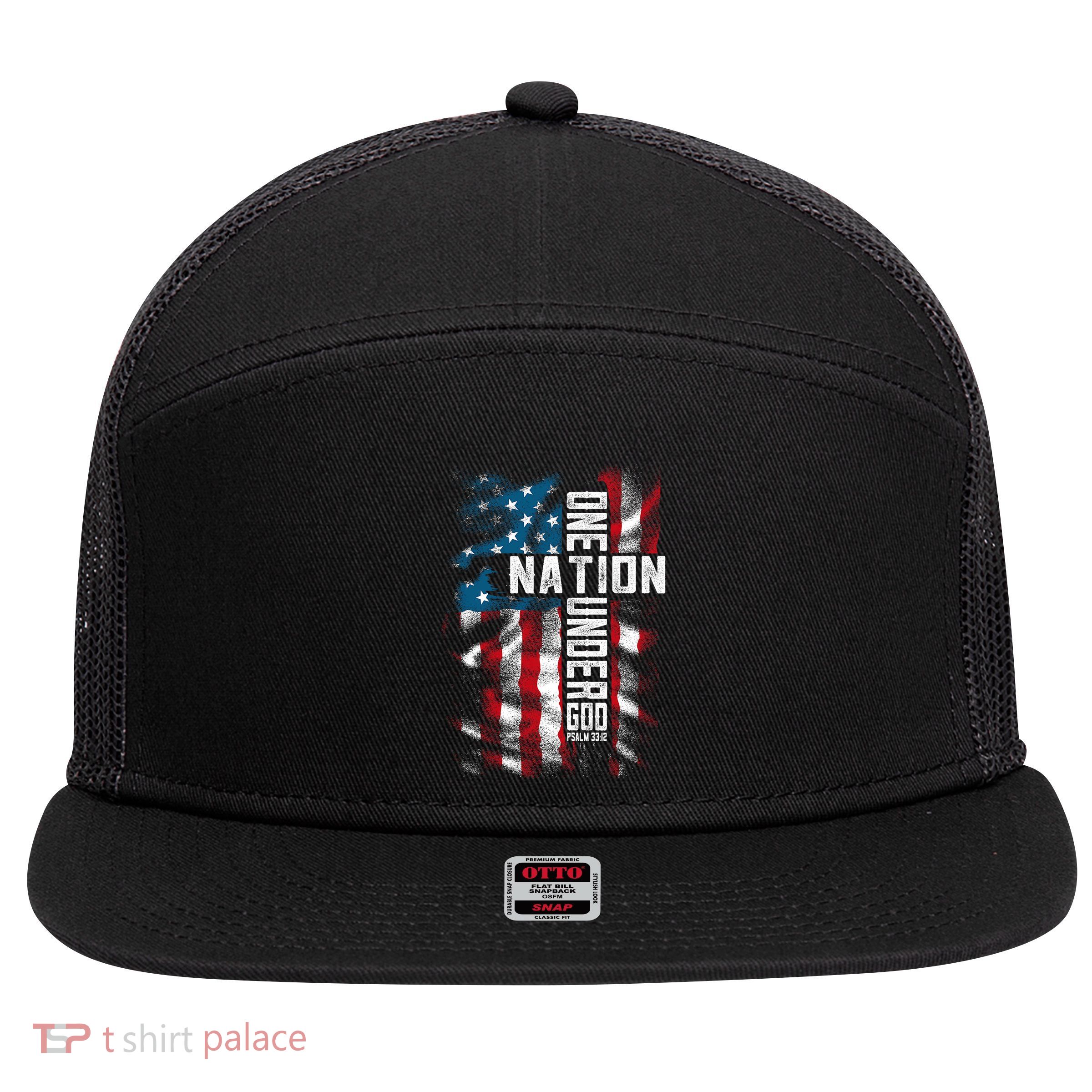 Christian Bible Verse Faith Patriotic 4th Of July 7 Panel Mesh Trucker Snapback Hat