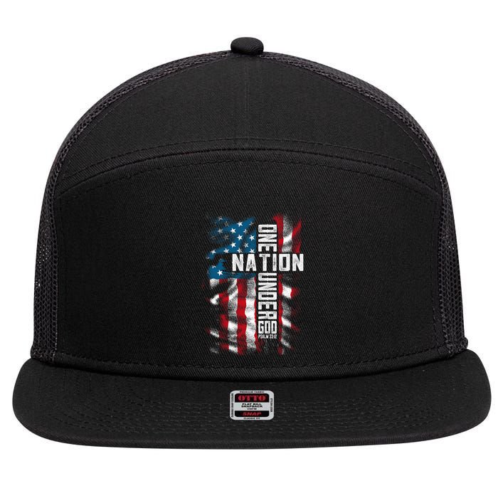 Christian Bible Verse Faith Patriotic 4th Of July 7 Panel Mesh Trucker Snapback Hat