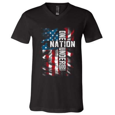 Christian Bible Verse Faith Patriotic 4th Of July V-Neck T-Shirt