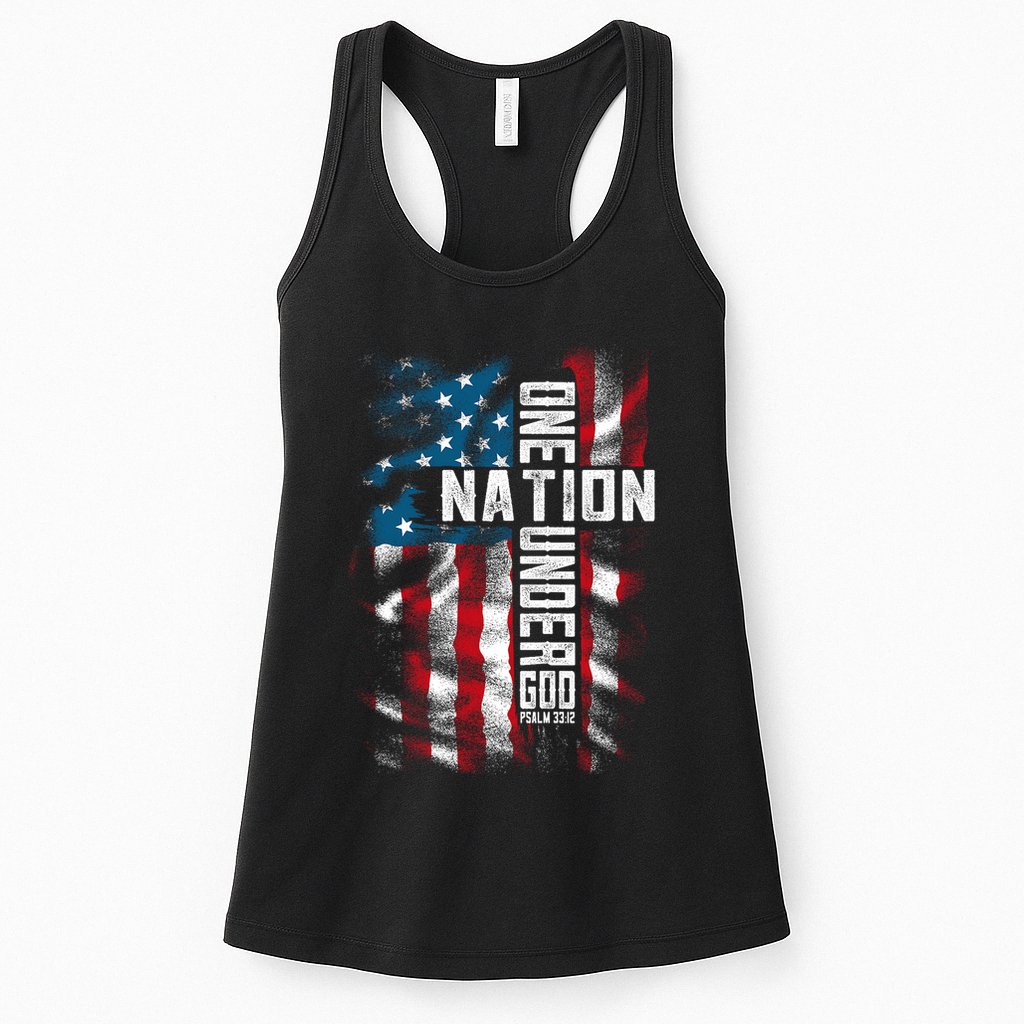 Christian Bible Verse Faith Patriotic 4th Of July Womens Tank Top