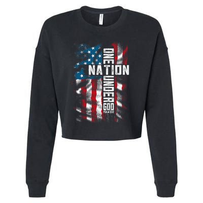 Christian Bible Verse Faith Patriotic 4th Of July Cropped Pullover Crew