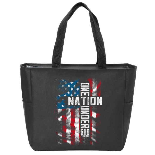 Christian Bible Verse Faith Patriotic 4th Of July Zip Tote Bag