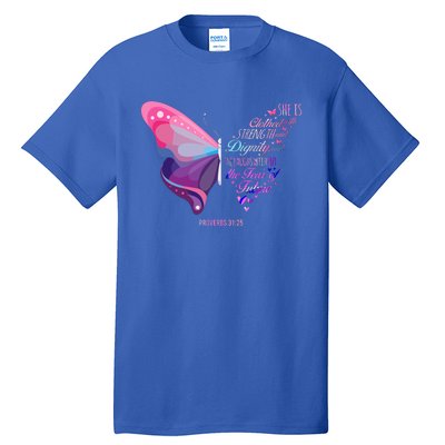 Christian Bible Verse Proverbs 3125 Butterfly Gift Tall T-Shirt