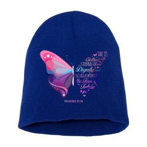 Christian Bible Verse Proverbs 3125 Butterfly Gift Short Acrylic Beanie