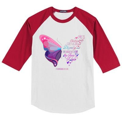 Christian Bible Verse Proverbs 3125 Butterfly Gift Kids Colorblock Raglan Jersey