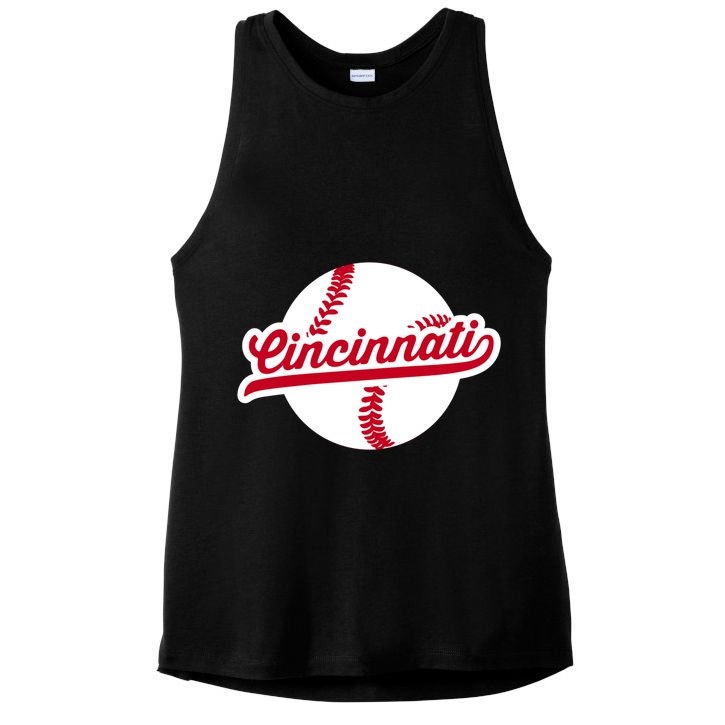 Cincinnati Baseball Vintage Ohio Pride Love City Red Gift Ladies PosiCharge Tri-Blend Wicking Tank