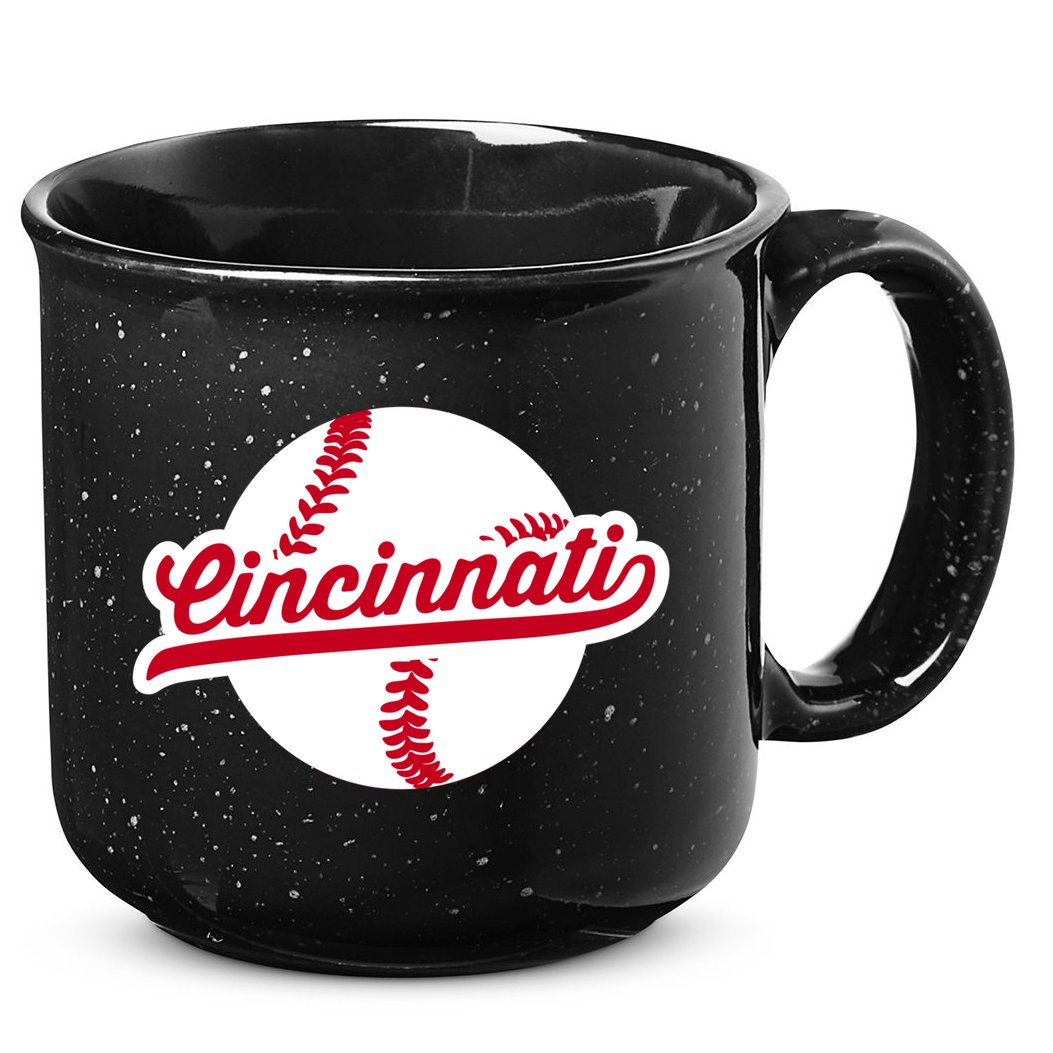 Cincinnati Baseball Vintage Ohio Pride Love City Red Gift 15oz Campfire Ceramic Mug