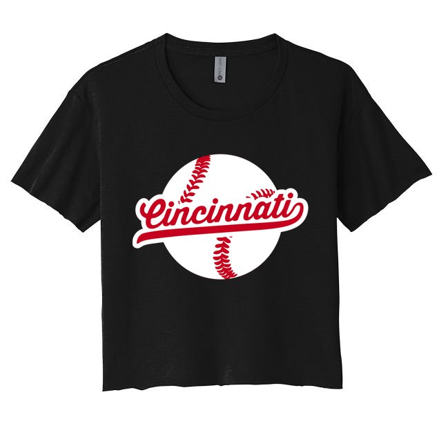 Cincinnati Baseball Vintage Ohio Pride Love City Red Gift Crop Top