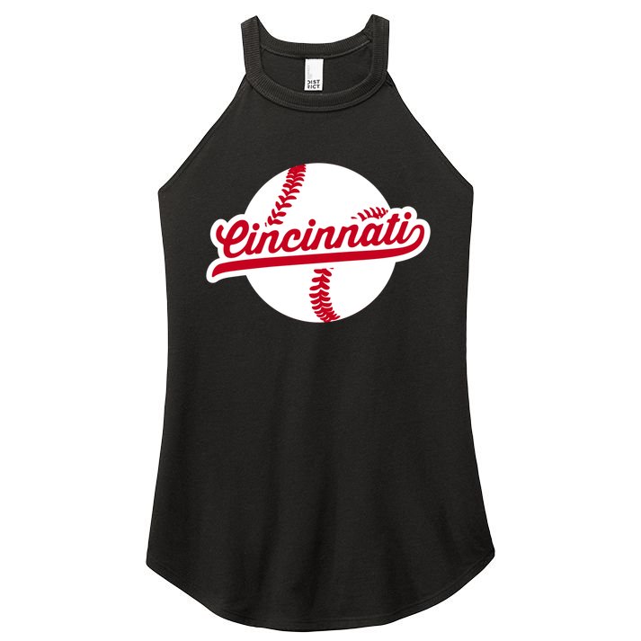 Cincinnati Baseball Vintage Ohio Pride Love City Red Gift Women's Perfect Tri Rocker Tank