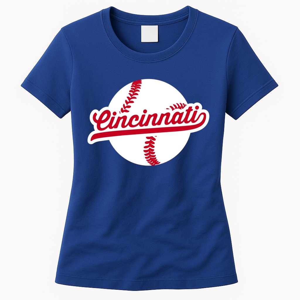 Cincinnati Baseball Vintage Ohio Pride Love City Red Gift Womens T-Shirt