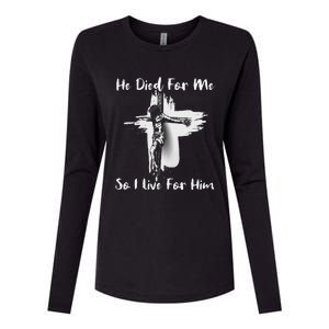 Christian Bible Verse Jesus Died For Me Womens Cotton Relaxed Long Sleeve T-Shirt