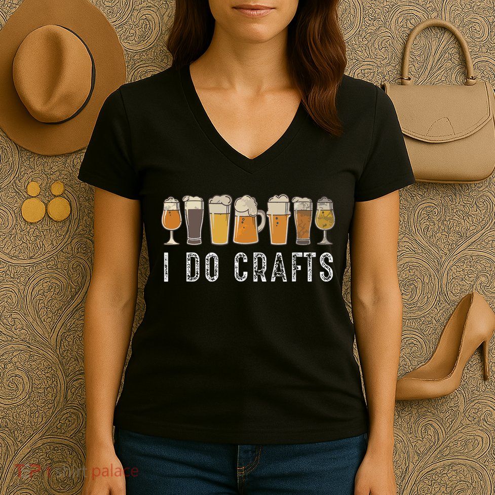Craft Beer Vintage I Do Crafts Home Brew Art Women's V-Neck T-Shirt