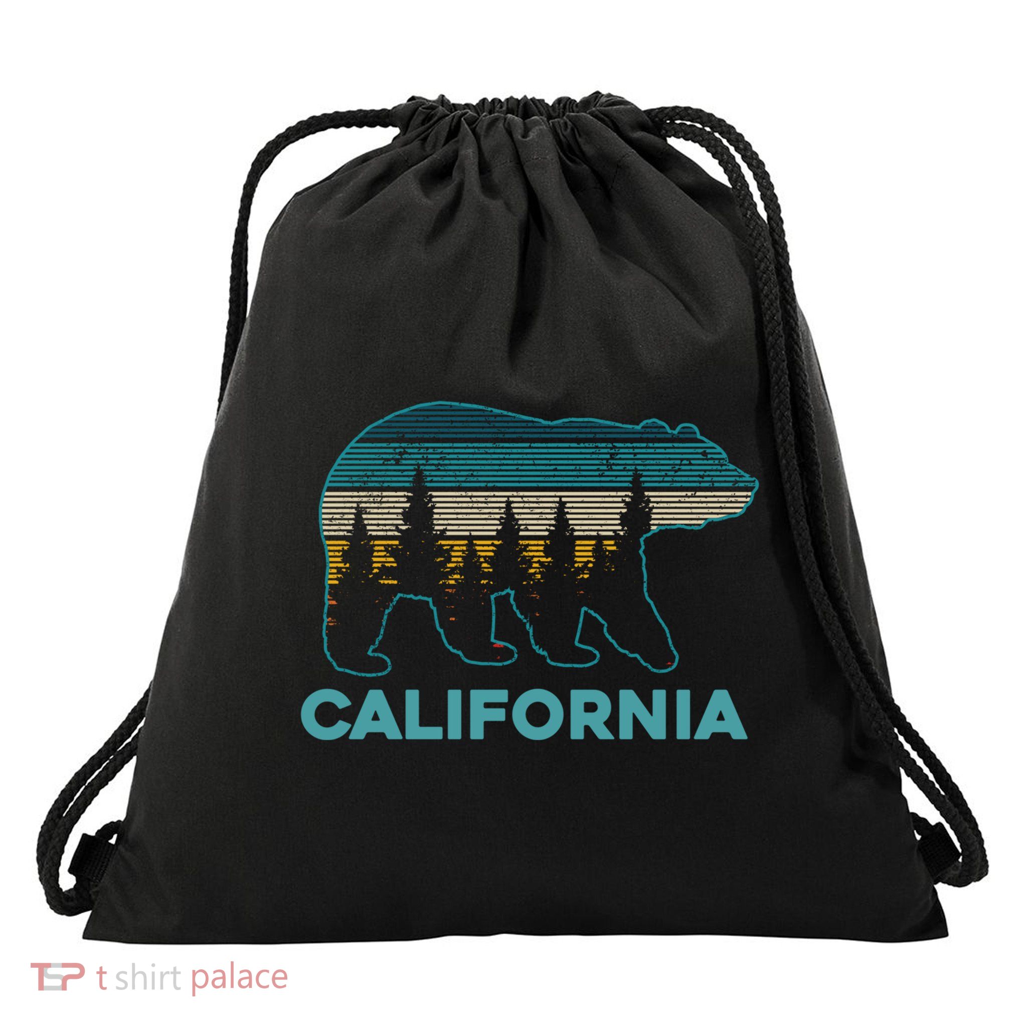 California Bear Vintage Retro Nature Hiking Souvenir Gift Drawstring Bag