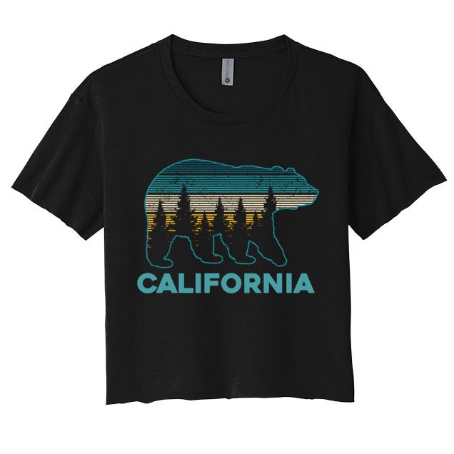 California Bear Vintage Retro Nature Hiking Souvenir Gift Crop Top