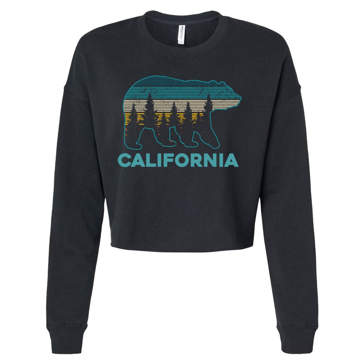 California Bear Vintage Retro Nature Hiking Souvenir Gift Cropped Pullover Crew
