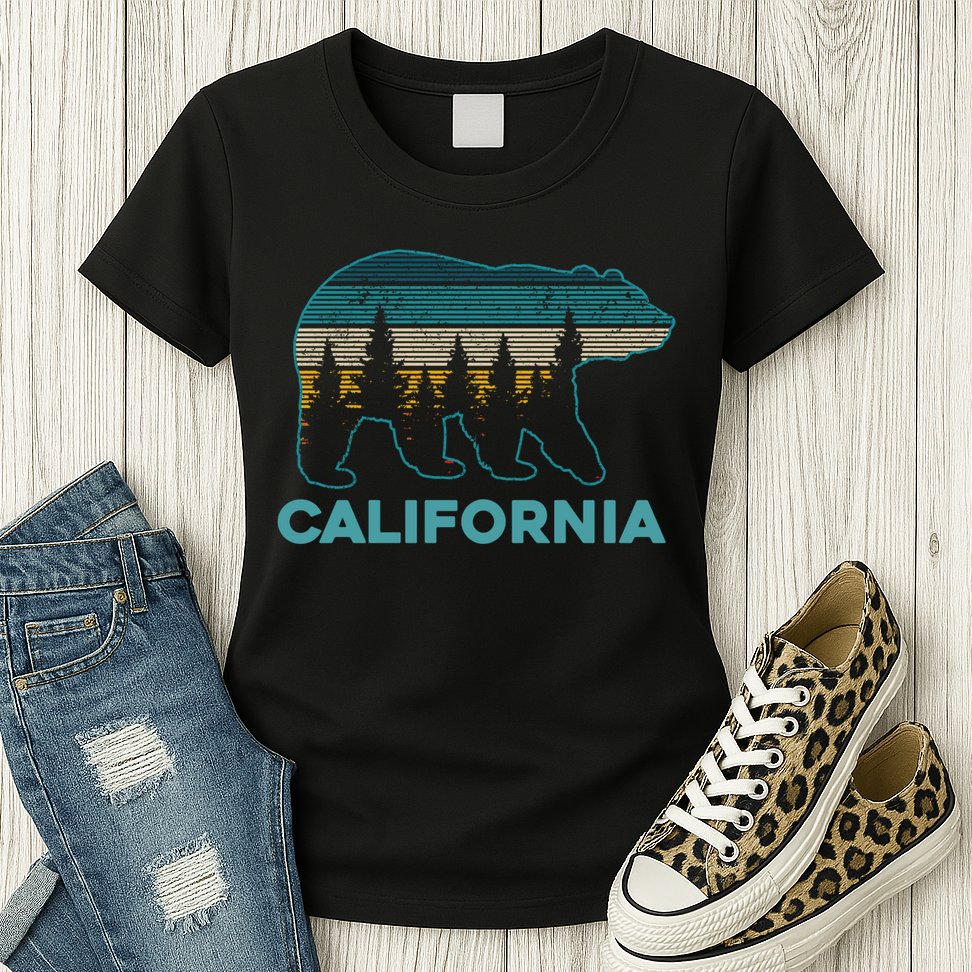 California Bear Vintage Retro Nature Hiking Souvenir Gift Womens T-Shirt