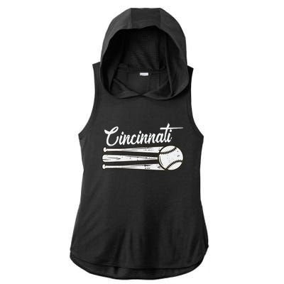 Cincinnati Baseball Vintage Distressed Met At Gameday Ladies PosiCharge Tri-Blend Wicking Draft Hoodie Tank