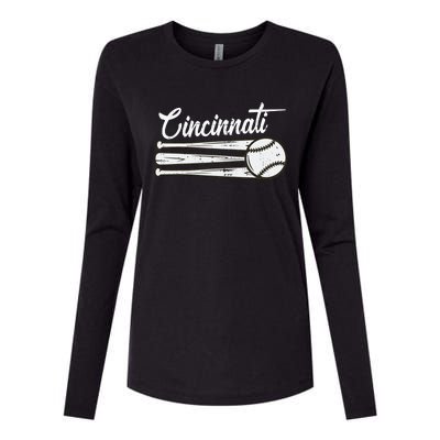 Cincinnati Baseball Vintage Distressed Met At Gameday Womens Cotton Relaxed Long Sleeve T-Shirt