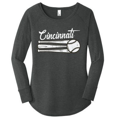 Cincinnati Baseball Vintage Distressed Met At Gameday Women's Perfect Tri Tunic Long Sleeve Shirt