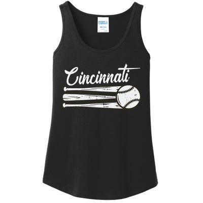 Cincinnati Baseball Vintage Distressed Met At Gameday Ladies Essential Tank