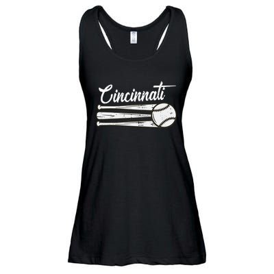 Cincinnati Baseball Vintage Distressed Met At Gameday Ladies Essential Flowy Tank