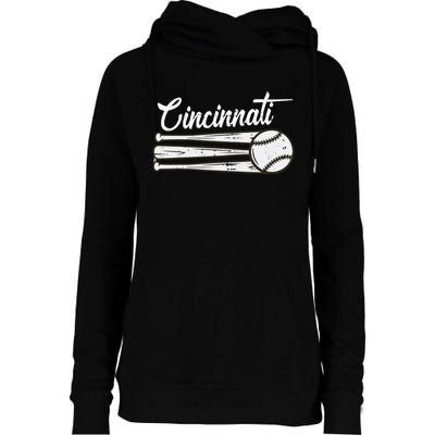 Cincinnati Baseball Vintage Distressed Met At Gameday Womens Funnel Neck Pullover Hood