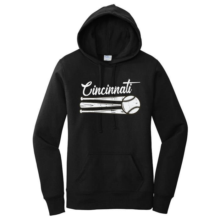 Cincinnati Baseball Vintage Distressed Met At Gameday Women's Pullover Hoodie