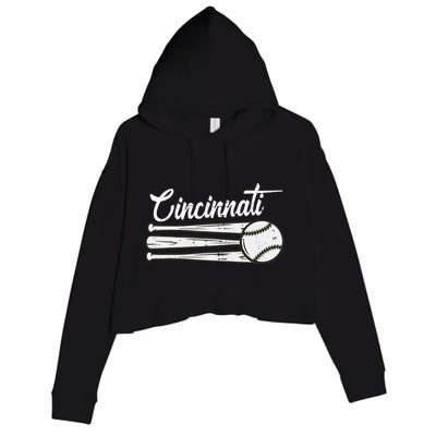 Cincinnati Baseball Vintage Distressed Met At Gameday Crop Fleece Hoodie