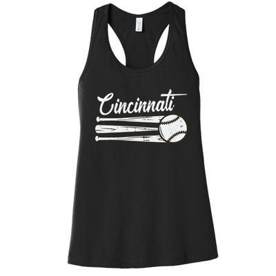 Cincinnati Baseball Vintage Distressed Met At Gameday Women's Racerback Tank