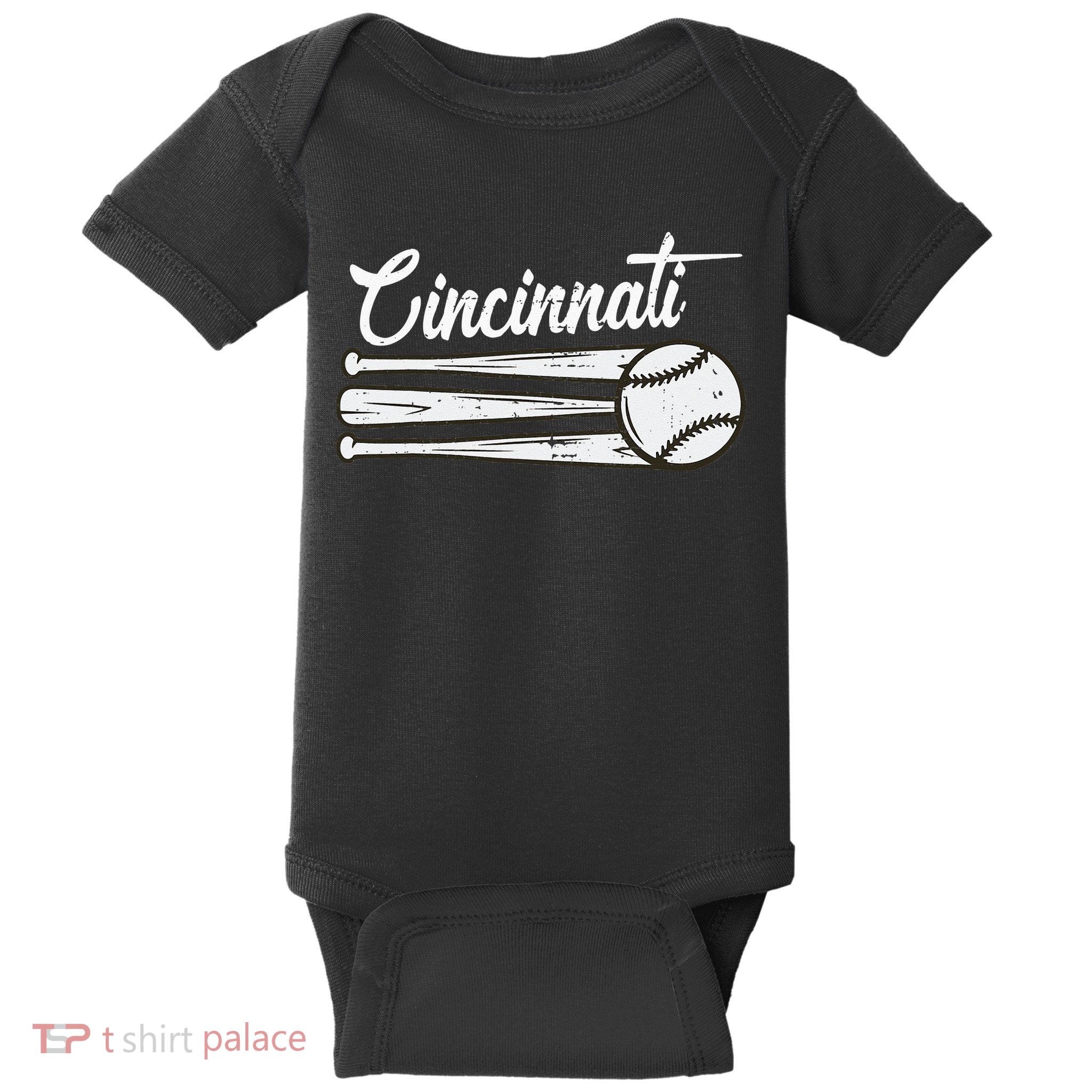 Cincinnati Baseball Vintage Distressed Met At Gameday Baby Bodysuit