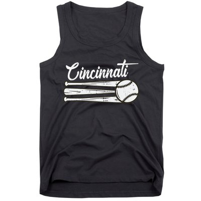 Cincinnati Baseball Vintage Distressed Met At Gameday Tank Top