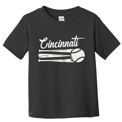 Cincinnati Baseball Vintage Distressed Met At Gameday Toddler T-Shirt