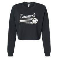 Cincinnati Baseball Vintage Distressed Met At Gameday Cropped Pullover Crew