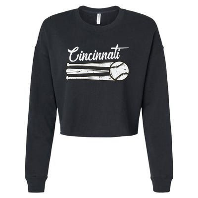 Cincinnati Baseball Vintage Distressed Met At Gameday Cropped Pullover Crew