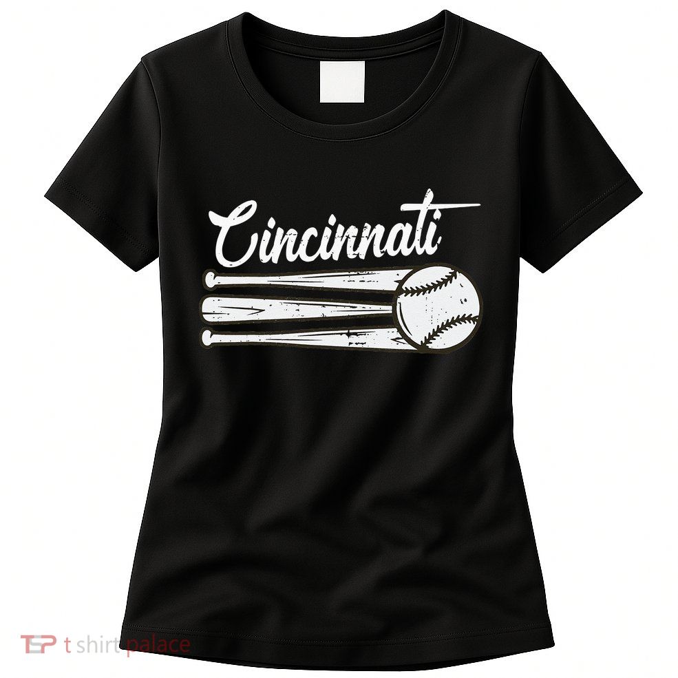 Cincinnati Baseball Vintage Distressed Met At Gameday Womens T-Shirt
